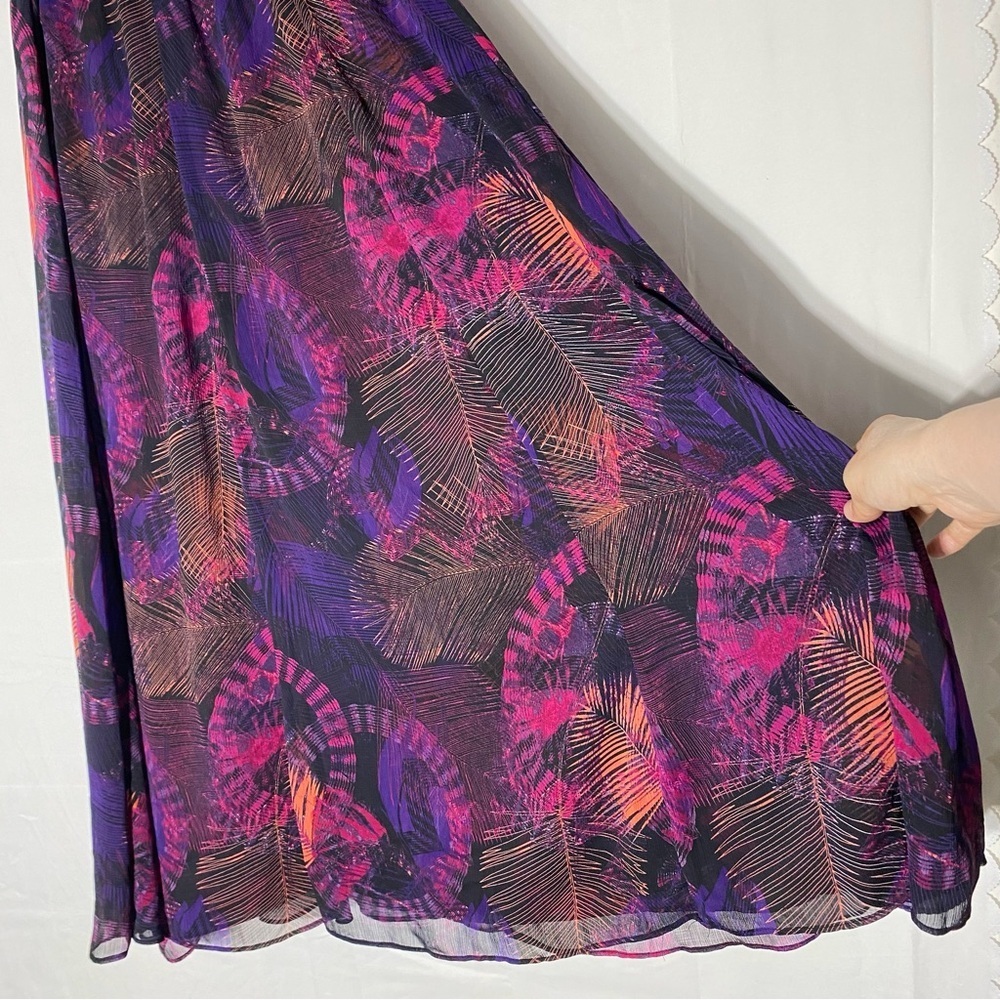 Addition Elle Black Purple Pink Exotic Print Layered Midi Skirt 16 Festival Boho - Picture 8 of 12